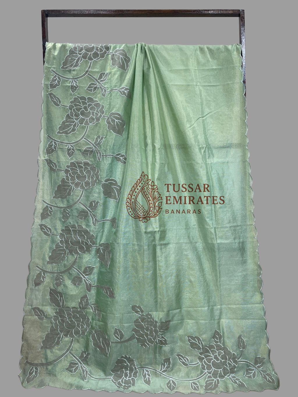 Pure Tissue Silk Banarasi Saree - Chikankari all over - Tussar Emirates