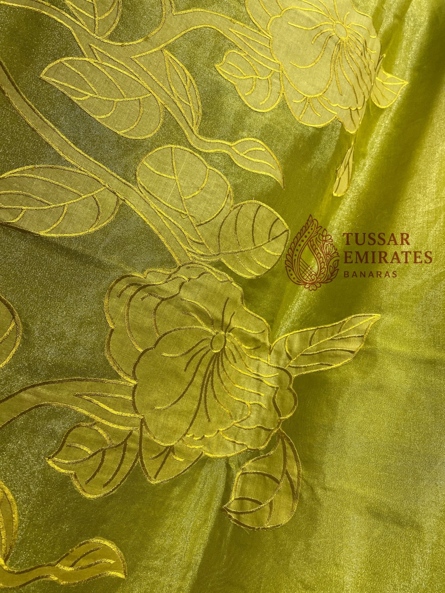 Pure Tissue Silk Banarasi Saree - Chikankari all over - Tussar Emirates