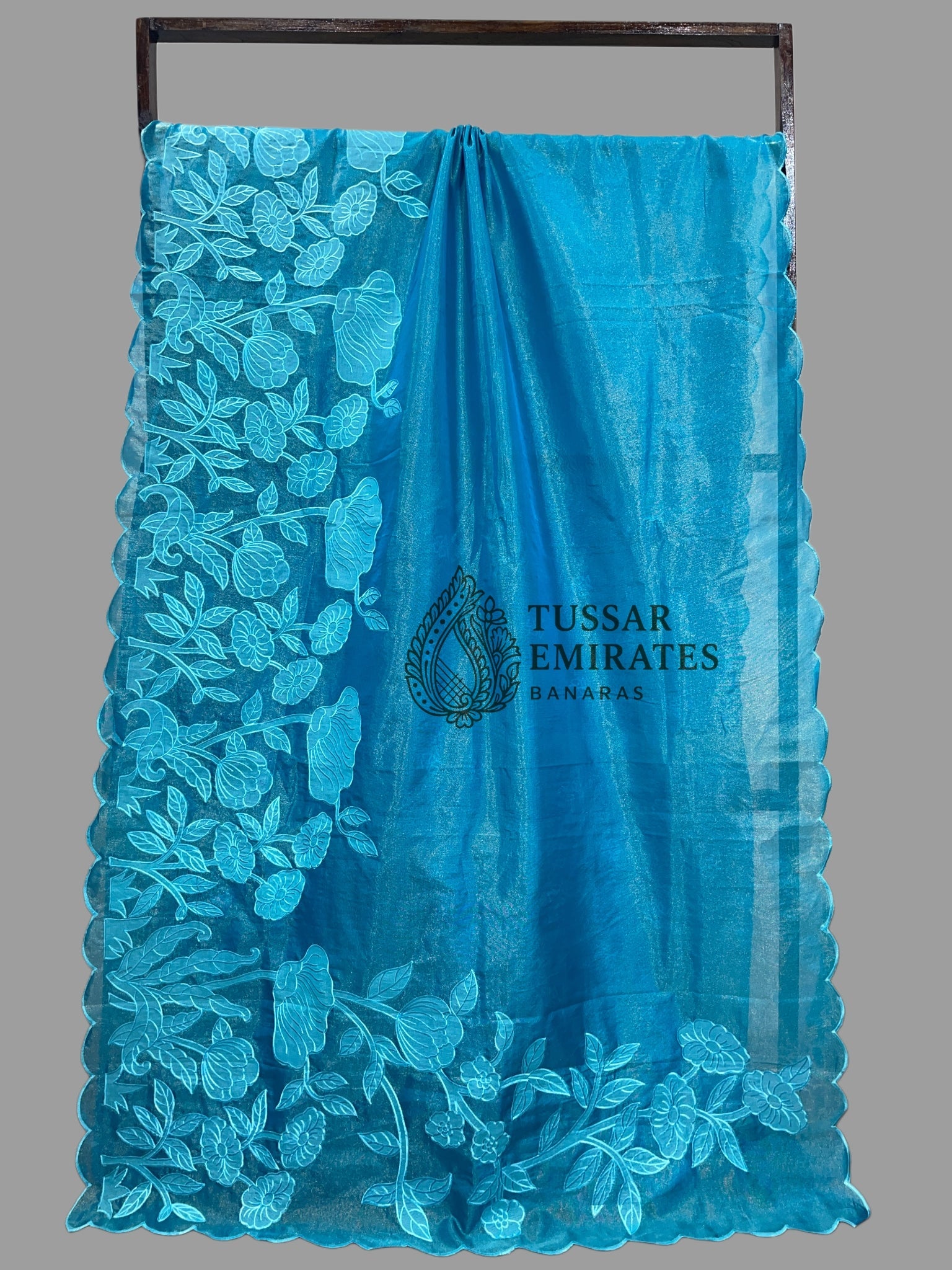 Pure Tissue Silk Banarasi Saree - Chikankari all over - Tussar Emirates