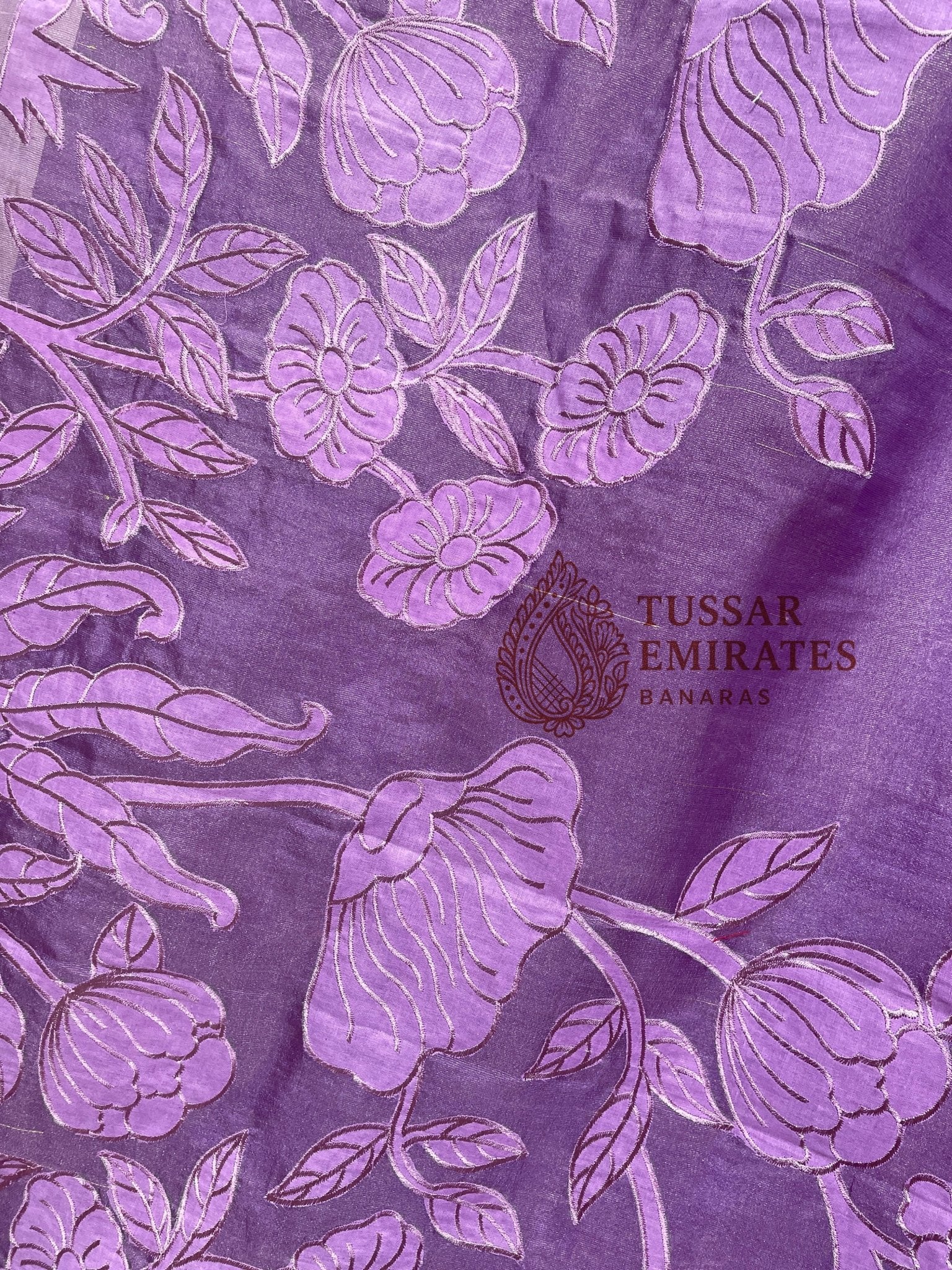 Pure Tissue Silk Banarasi Saree - Chikankari all over - Tussar Emirates
