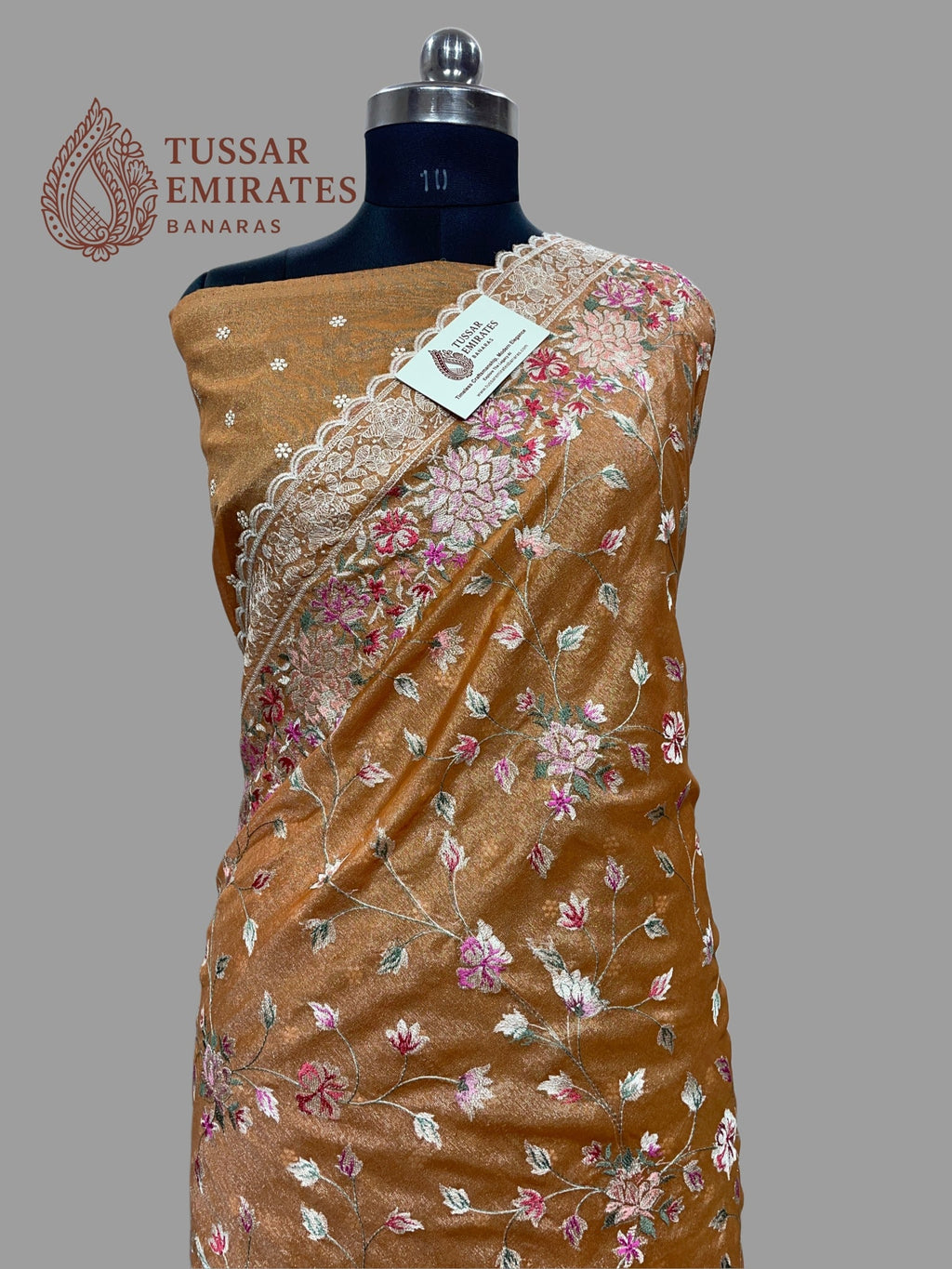 Pure Tissue Silk Banarasi Saree - Chikankari all over - Tussar Emirates