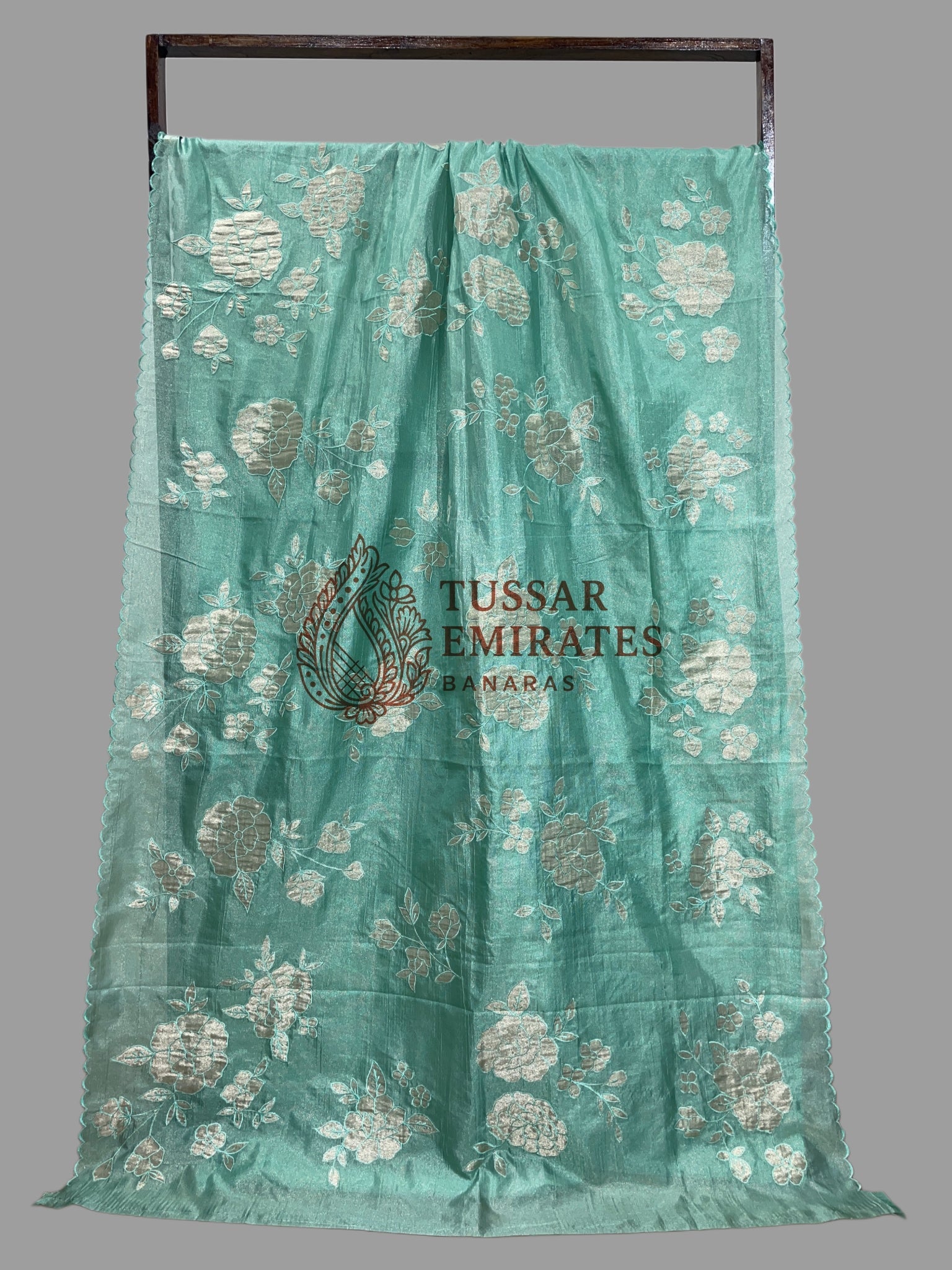 Pure Tissue Silk Banarasi Saree - Chikankari all over - Tussar Emirates