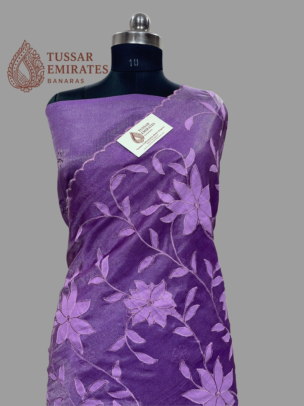 Pure Tissue Silk Banarasi Saree - Chikankari all over - Tussar Emirates