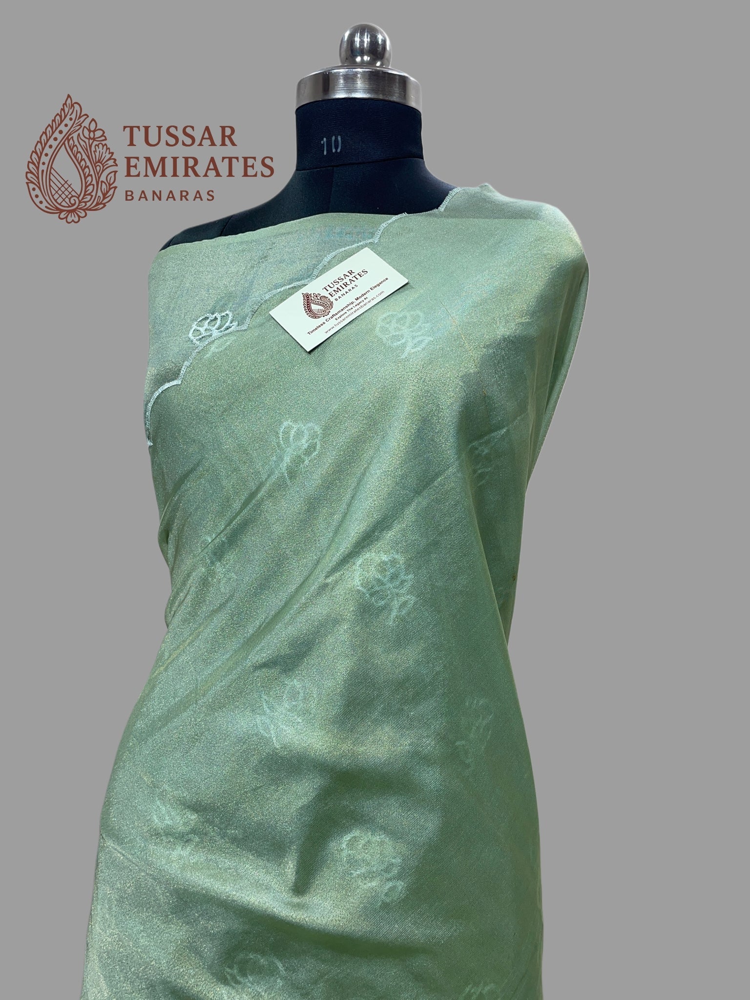 Pure Tissue Silk Banarasi Saree - Chikankari all over - Tussar Emirates