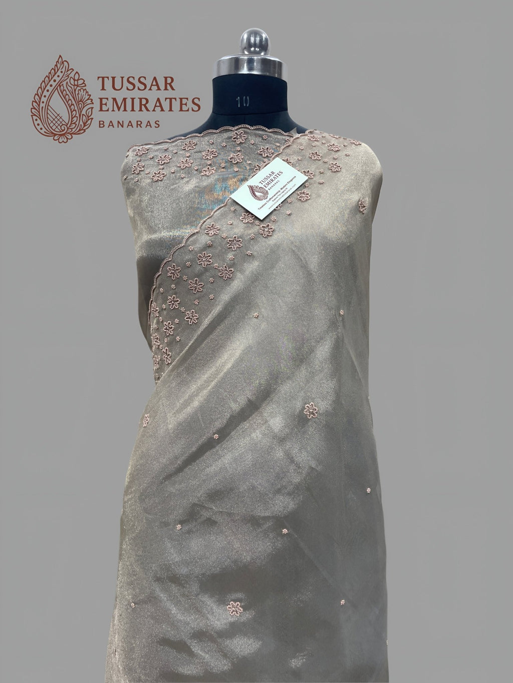 Pure Tissue Silk Handloom Banarasi Saree - handwork motifs - Tussar Emirates