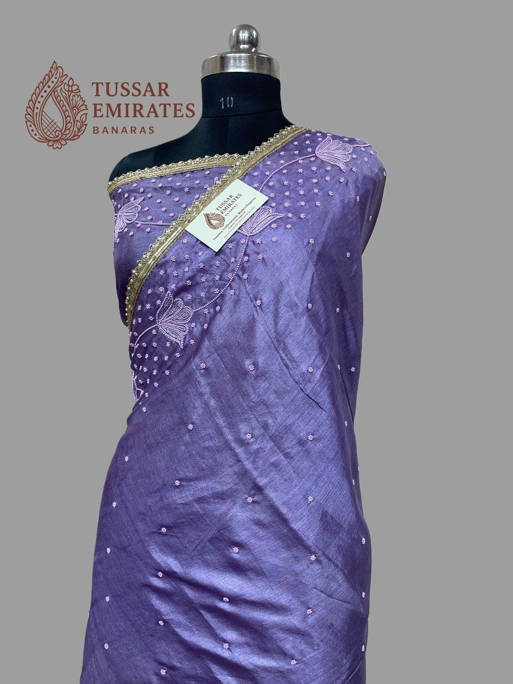 Pure Tussar Silk Handloom Banarasi Saree - handwork motifs - Tussar Emirates