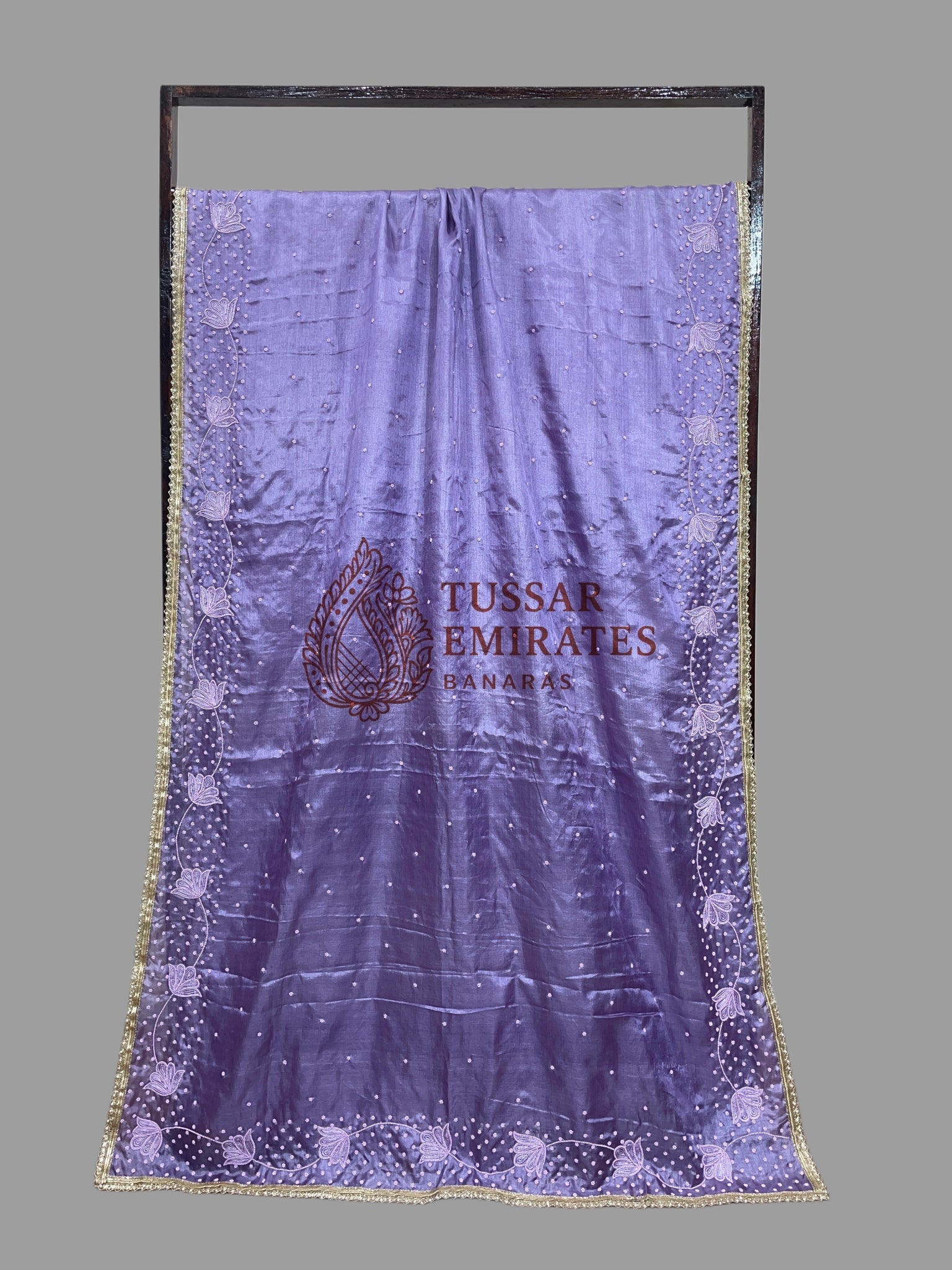 Pure Tussar Silk Handloom Banarasi Saree - handwork motifs - Tussar Emirates