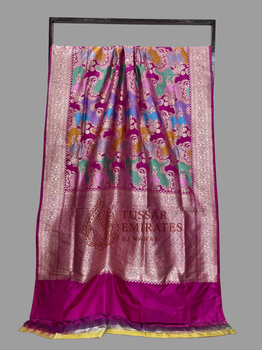 Rangkat Pure Katan Silk Handloom Banarasi Saree - Jaal Work With Meenakari - Tussar Emirates