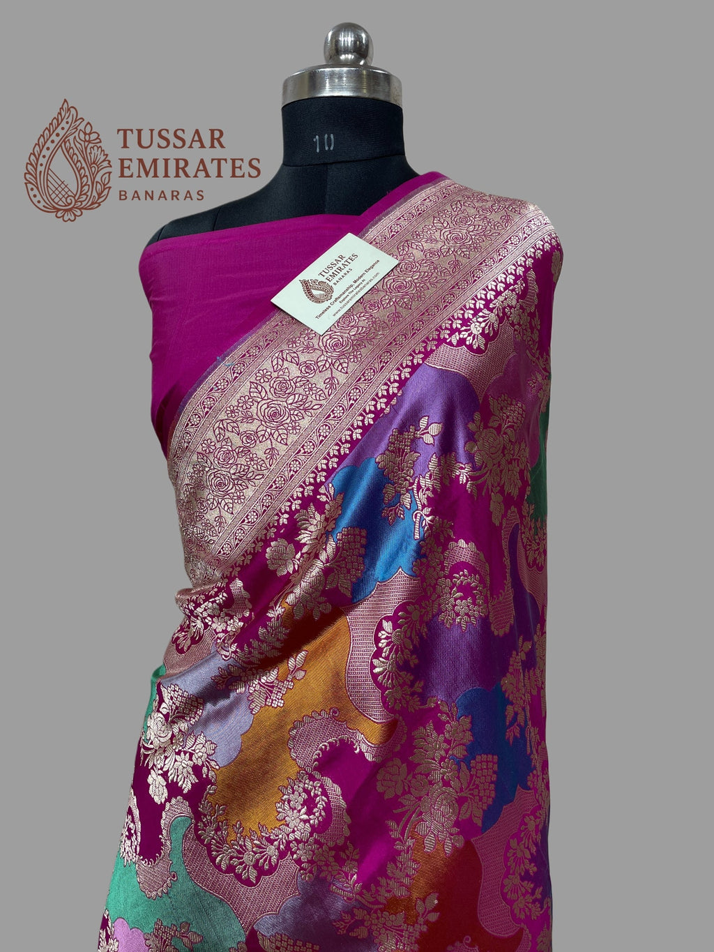 Rangkat Pure Katan Silk Handloom Banarasi Saree - Jaal Work With Meenakari - Tussar Emirates