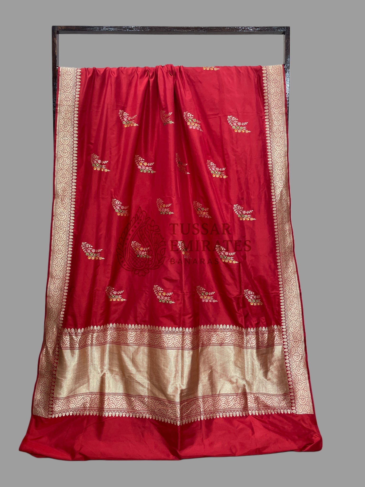 Red Pure Katan Silk Handloom Kadua Motif Banarasi Saree - With Meenakari - Tussar Emirates